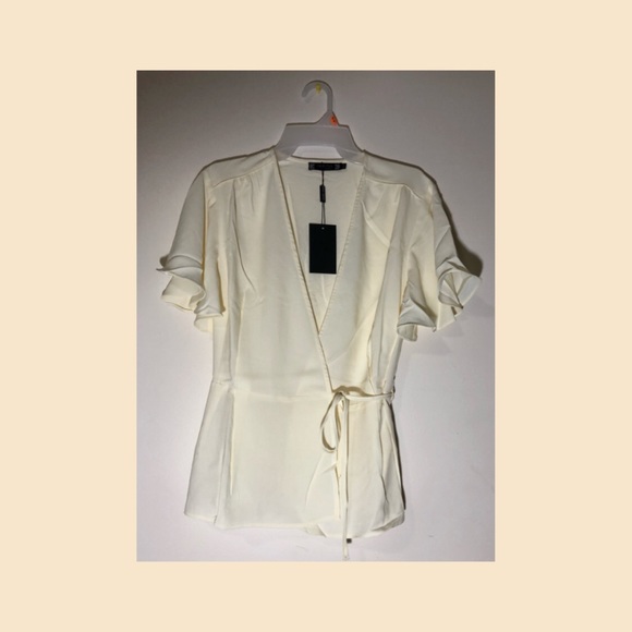 Short Sleeve Wrap Top Blouse - Picture 2 of 5